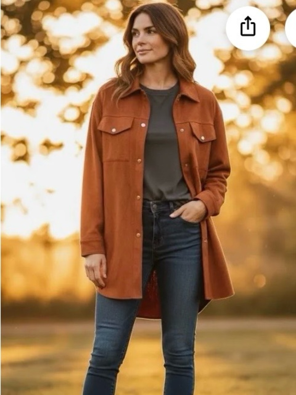 Philosophy Rust Faux Leather Shacket Jacket Size Medium